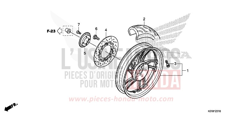 REAR WHEEL for SH125 PEARL SIENA RED (R320) from 2014