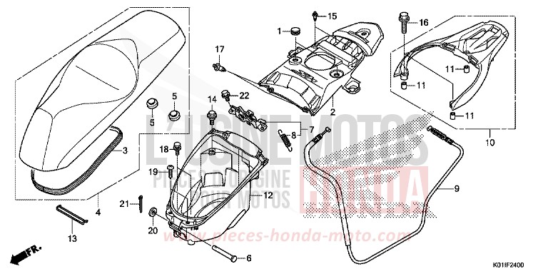 SEAT/LUGGAGE BOX for SH125 PEARL SIENA RED (R320) from 2014