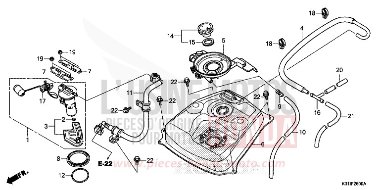 FUEL TANK for SH125 PEARL SIENA RED (R320) from 2014