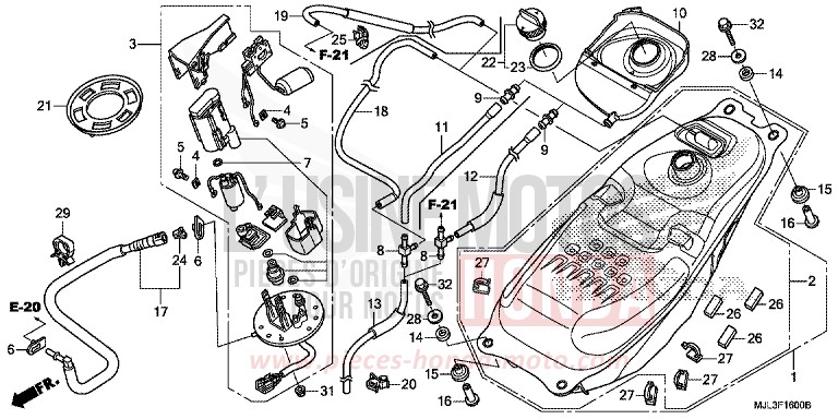 FUEL TANK/FUEL PUMP for NC750XA SWORD SILVER METALLIC (NHA95) from 2014