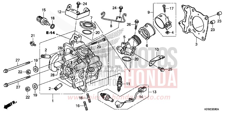 CYLINDER HEAD for SH125 PEARL SIENA RED (R320) from 2014