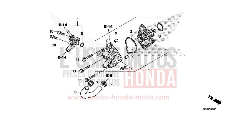 WATER PUMP for SH125 PEARL SIENA RED (R320) from 2014