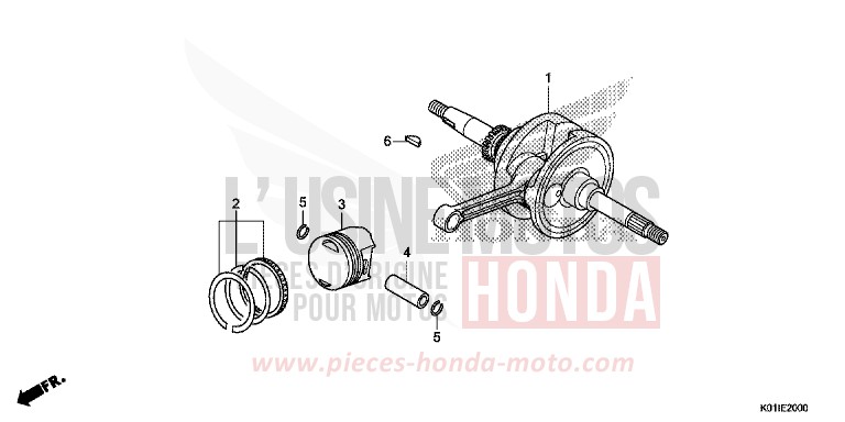 CRANKSHAFT/PISTON for SH125 PEARL SIENA RED (R320) from 2014