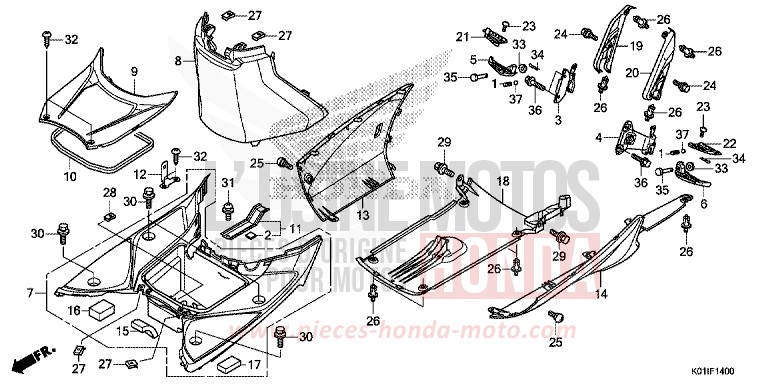 FLOOR STEP/UNDER COVER for SH125 PEARL SIENA RED (R320) from 2014