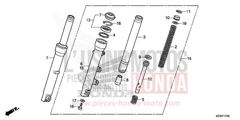 FRONT FORK for SH125 PEARL SIENA RED (R320) from 2014