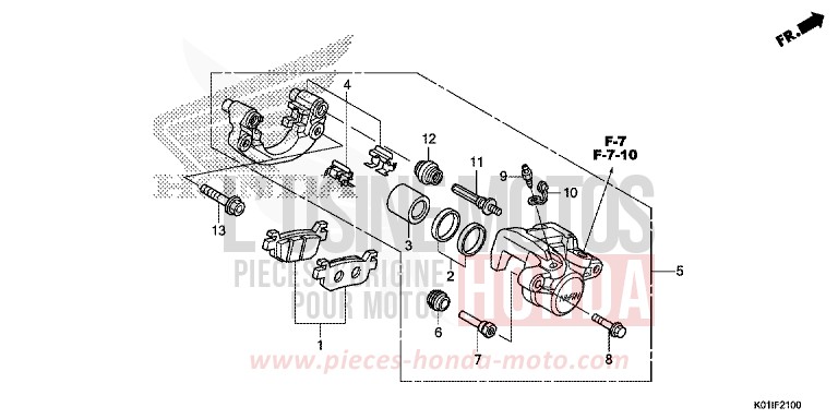 REAR BRAKE CALIPER for SH125 PEARL SIENA RED (R320) from 2014