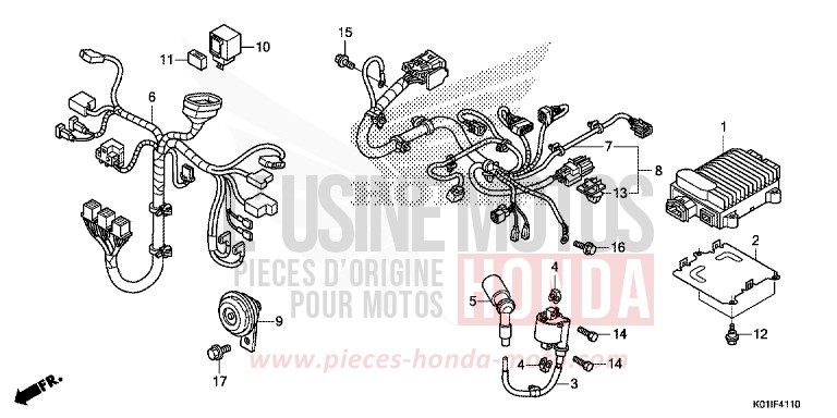 SUB HARNESS/IGNITION COIL for SH125 PEARL SIENA RED (R320) from 2014