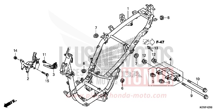 FRAME BODY for SH125 PEARL SIENA RED (R320) from 2014