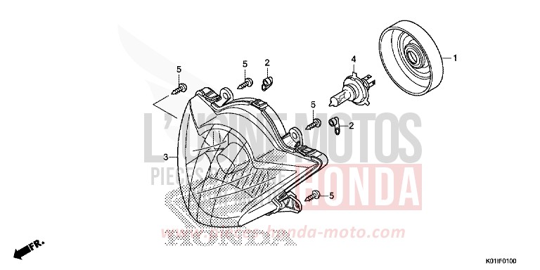 HEADLIGHT for SH125 PEARL COOL WHITE (NHA16) from 2014