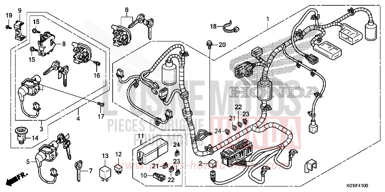 WIRE HARNESS for SH125AD PEARL NIGHTSTAR BLACK (NHA84) from 2014