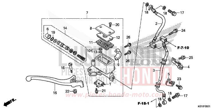 FRONT BRAKE MASTER CYLINDER (ABS) for SH125 PEARL SIENA RED (R320) from 2014