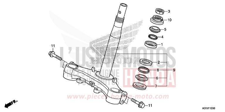 STEERING STEM for SH125 PEARL SIENA RED (R320) from 2014