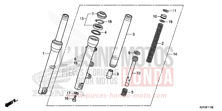 FRONT FORK for SH125AD PEARL COOL WHITE (NHA16) from 2016