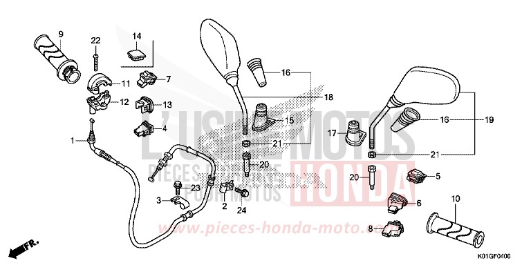 SWITCH/CABLE/MIRROR for SH125 PEARL NIGHTSTAR BLACK (NHA84) from 2016