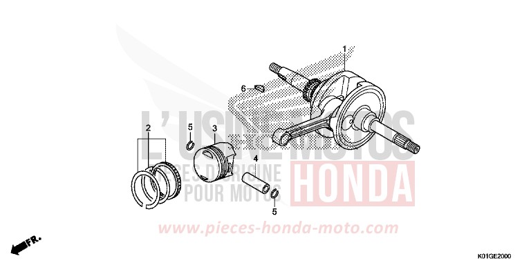 CRANKSHAFT/PISTON for SH125 PEARL SIENA RED (R320) from 2016
