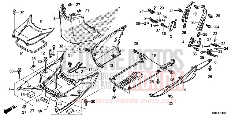FLOOR STEP/UNDER COVER for SH125 PEARL SIENA RED (R320) from 2016