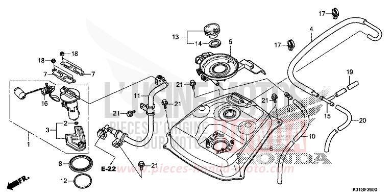 FUEL TANK for SH125 PEARL SIENA RED (R320) from 2016