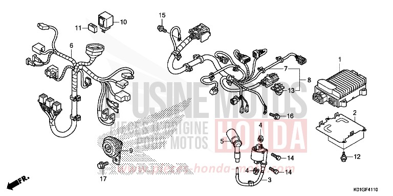 SUB HARNESS/IGNITION COIL for SH125 PEARL SIENA RED (R320) from 2016