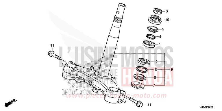 STEERING STEM for SH125 PEARL NIGHTSTAR BLACK (NHA84) from 2016