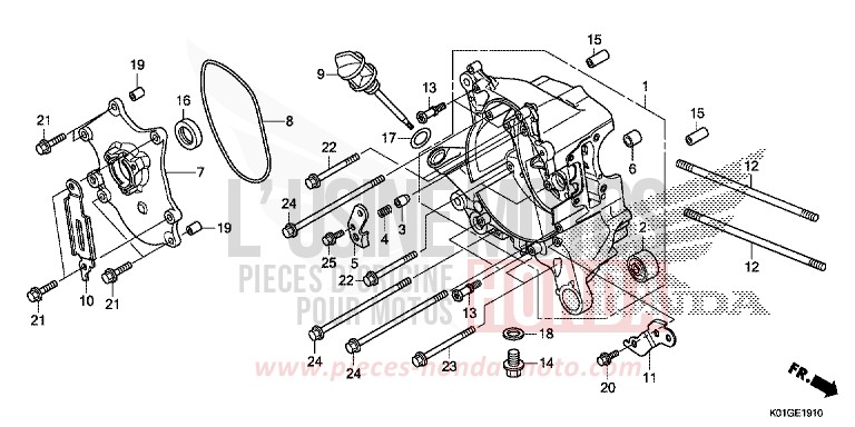 RIGHT CRANKCASE for SH125 PEARL SIENA RED (R320) from 2016
