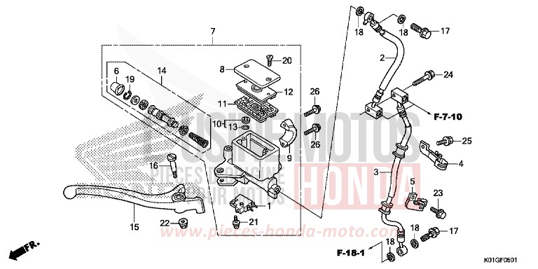 FRONT BRAKE MASTER CYLINDER (ABS) for SH125 PEARL SIENA RED (R320) from 2016
