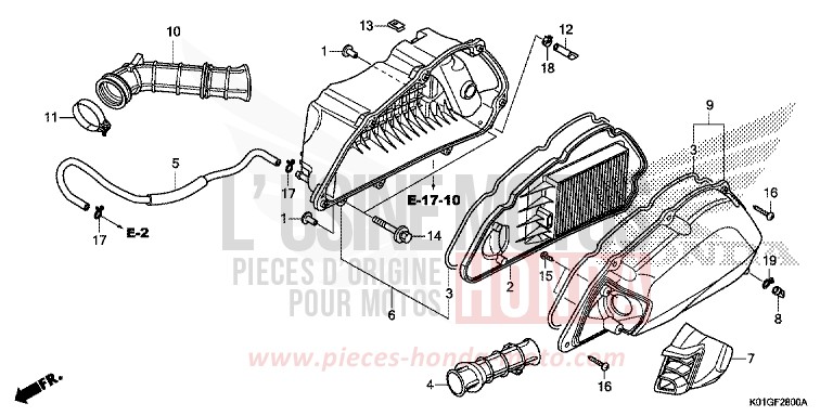 AIR CLEANER for SH125 PEARL SIENA RED (R320) from 2016