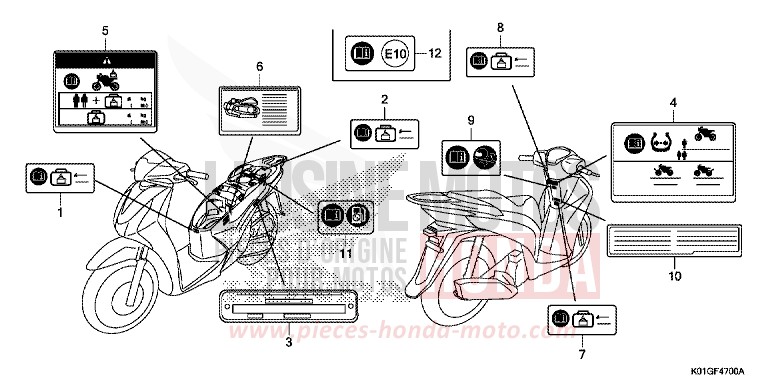 CAUTION LABEL for SH125AD PEARL SIENA RED (R320) from 2016