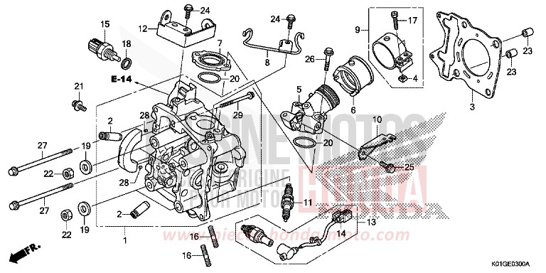 CYLINDER HEAD for SH125 PEARL SIENA RED (R320) from 2016
