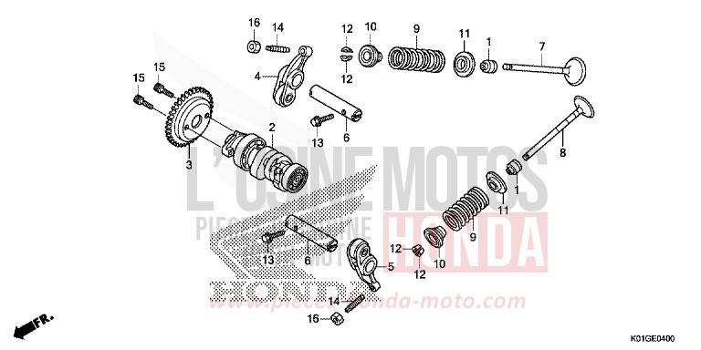 CAMSHAFT/VALVE for SH125 PEARL SIENA RED (R320) from 2016