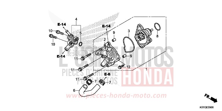 WATER PUMP for SH125 PEARL SIENA RED (R320) from 2016