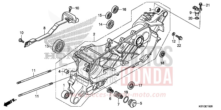 LEFT CRANKCASE for SH125 PEARL SIENA RED (R320) from 2016