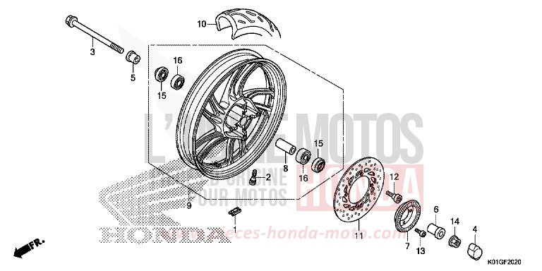 FRONT WHEEL for SH125 PEARL SIENA RED (R320) from 2016