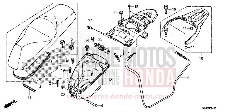 SEAT/LUGGAGE BOX for SH125 PEARL SIENA RED (R320) from 2016