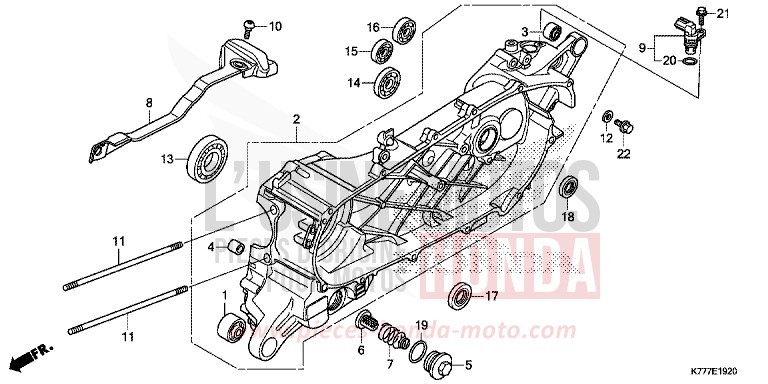 LEFT CRANKCASE for SH125 PEARL SPLENDOR RED (R369) from 2017