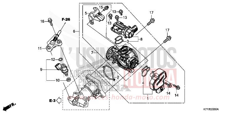 THROTTLE BODY/FUEL INJECTOR for SH125 PEARL SPLENDOR RED (R369) from 2017