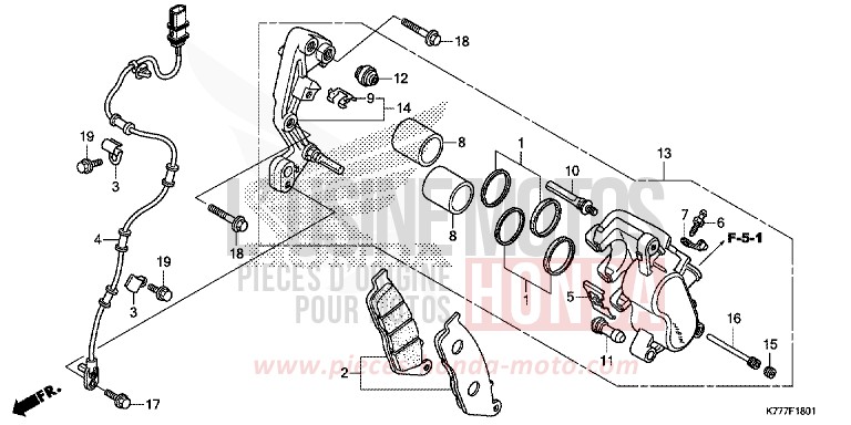 FRONT BRAKE CALIPER (SH125AD/SH150AD) for SH125 PEARL SPLENDOR RED (R369) from 2017