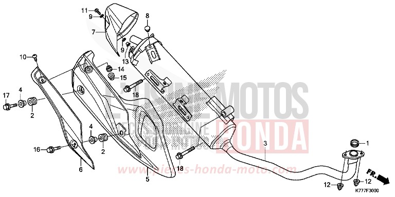 EXHAUST MUFFLER for SH125 PEARL SPLENDOR RED (R369) from 2017