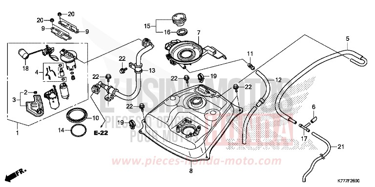 FUEL TANK for SH125 PEARL SPLENDOR RED (R369) from 2017