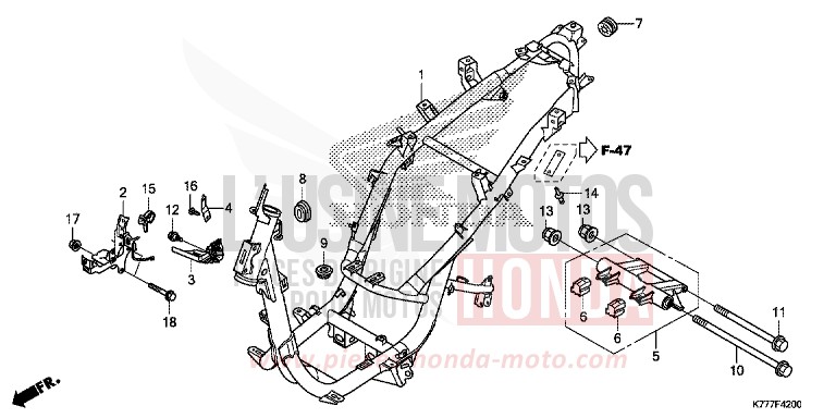FRAME BODY for SH125 PEARL SPLENDOR RED (R369) from 2017