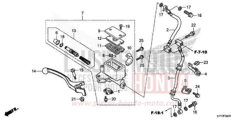 FRONT BRAKE MASTER CYLINDER (SH125AD/SH150AD) for SH125AD PEARL NIGHTSTAR BLACK (NHA84) from 2017