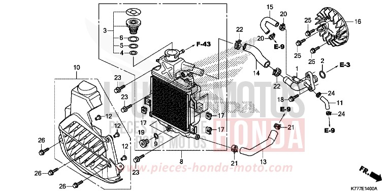 RADIATOR for SH125AD PEARL SPLENDOR RED (R369) from 2017