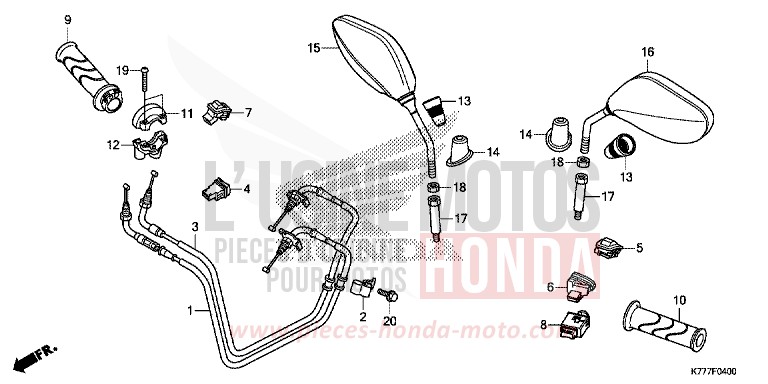 SWITCH/CABLE/MIRROR for SH125 PEARL SPLENDOR RED (R369) from 2019