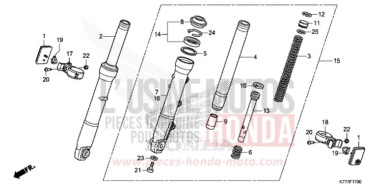 FRONT FORK for SH125AD PEARL COOL WHITE (NHA16) from 2019