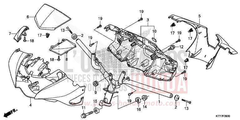 STEERING HANDLE/HANDLE COVER for SH125 PEARL SPLENDOR RED (R369) from 2019