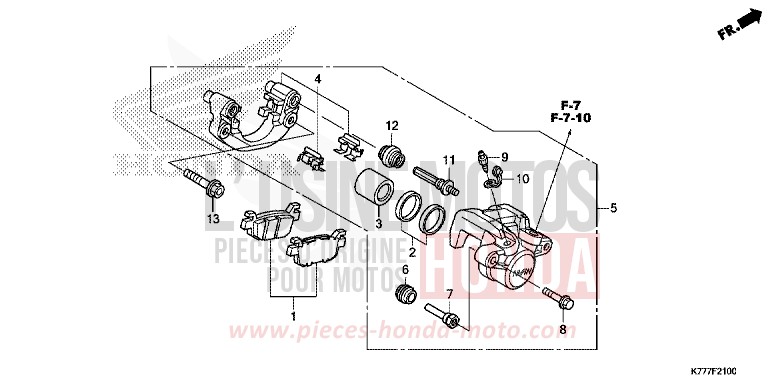 REAR BRAKE CALIPER for SH125 PEARL SPLENDOR RED (R369) from 2019