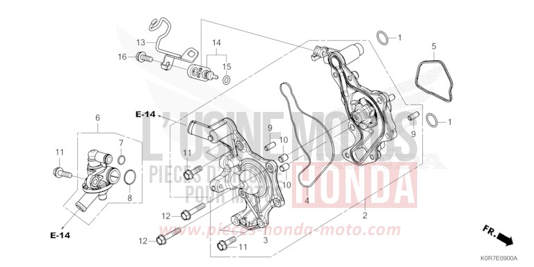 WATER PUMP for SH125 PEARL SPLENDOR RED (R369) from 2020