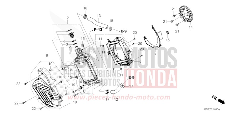 RADIATOR for SH125 PEARL SPLENDOR RED (R369) from 2020