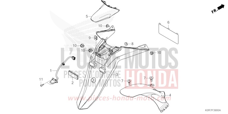 REAR FENDER/LICENSE LIGHT for SH125 PEARL NIGHTSTAR BLACK (NHA84) from 2020