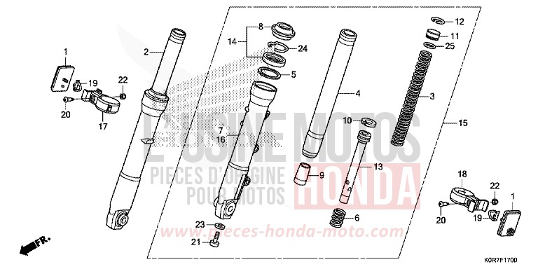 FRONT FORK for SH125 PEARL SPLENDOR RED (R369) from 2020