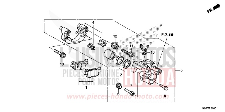 REAR BRAKE CALIPER for SH125 PEARL SPLENDOR RED (R369) from 2020